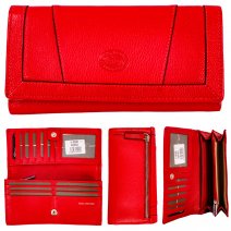 0592 ROSSO PEBBLE LEATHER LONG FLIPOVER PURSE WITH BACK ZIP