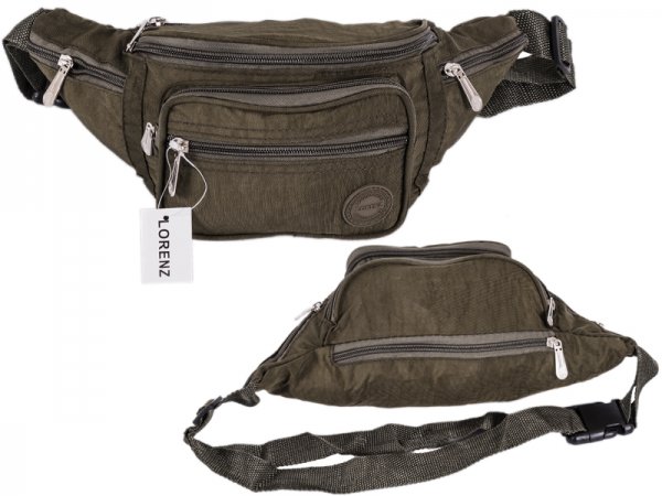 2522 BROWN Crinkled Nylon Bumbag with 6 Zip Pockets