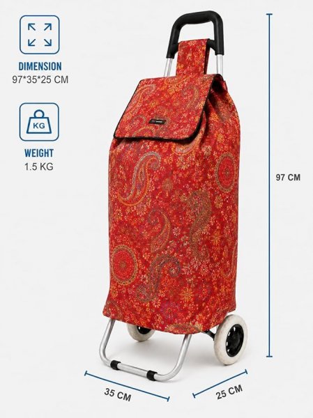 B-ST-05 Flower Red 2 Wheeler Trolley