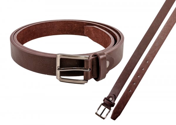 2707 1" Brown lthr grain belt w/ brushed nickl buckl XL(40"-44")