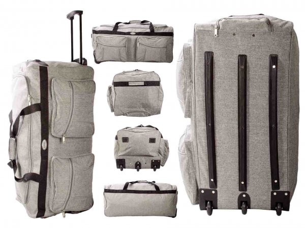 KS-100 34'' GREY 3-WHEELED HOLDALL TRAVEL BAG