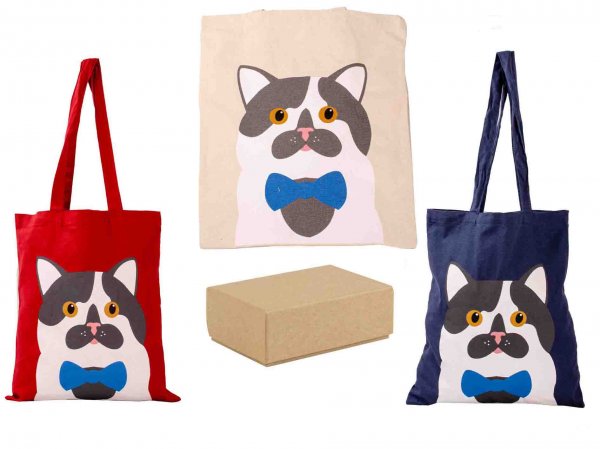 GRACE102 CANVAS TOTE CAT SHOPPING/BEACH BAG BOX OF 12