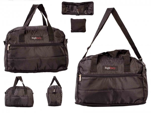 HYB-0151 BLACK FOLDABLE POLYESTER CABIN-SIZE 2ND FLIGHT BAG