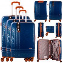 VS-1002 NAVY SET OF 3 TRAVEL TROLLEY SUITCASES