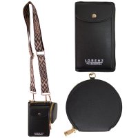 7275 BLACK LORENZ FAUX LEATHER HANDBAG WITH COIN PURSE