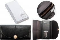 7232 BLACK LARGE PURSE IN SHINY LEATHER GRAIN PU