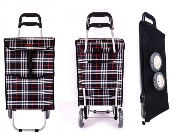 6961 2 WHEEL SHOPPING TROLLEY BLACK STRIPES LORENZ