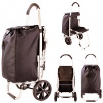 VS101 BLACK 2-WHEEL SHOPPING TROLLEY BAG WITH FOLDING CHAIR