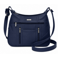 3734 Navy Lorenz Cow Hide Twin Top Zip Bag 3734 Navy Lorenz Cow Hide Twin Top Zip Bag