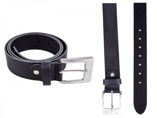 MILANO ENGLISH BLACK REAL LEATHER BELT SIZE XL (40"-44")