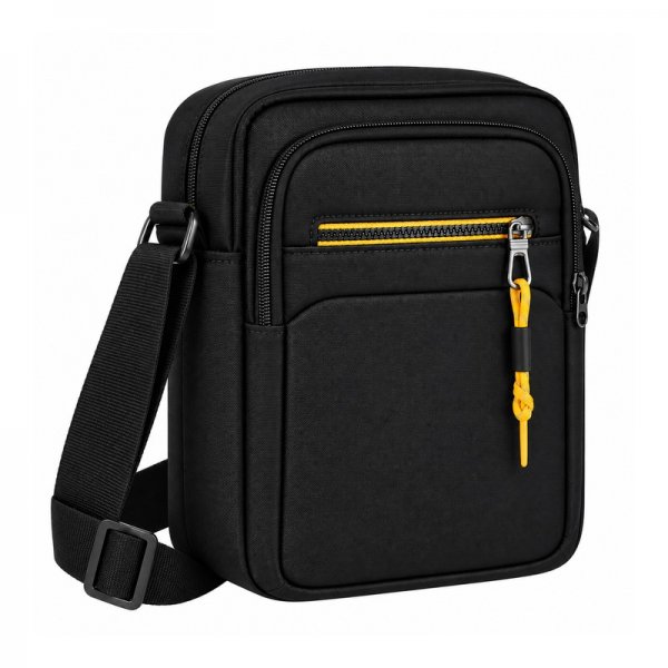 2531 Black Grained Polyester Crossbody Bag