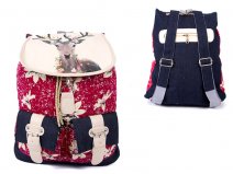 2606 boho Canvas Backpack with 2 Front Pockets deer