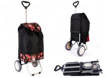 6957 BLACK BROWN ROSES Shopping Trolley with Adjustable Handle