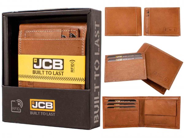 JCBNC 52MN TAN GENUINE LEATHER RFID WALLET