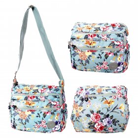 LL-178 LIGHT BLUE FLORAL SHOULDER BAG