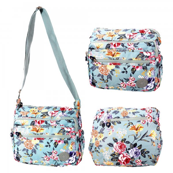 LL-178 LIGHT BLUE FLORAL SHOULDER BAG