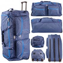 KS-100 34'' NAVY/BLUE 3-WHEELED HOLDALL TRAVEL BAG