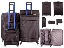 7004 BLACK/NAVY LIGHTWEIGHT SET OF 5 TRAVEL TROLLEY SUITCASES