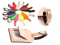 LEATHER LUGGAGE TAG BEIGE
