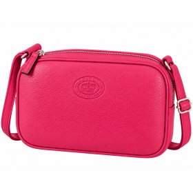 0595 Dahlia Pebble Leather Tripple Top Zip Rfid X-Body Bag (New)