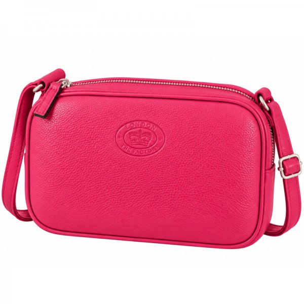 0595 Dahlia Pebble Leather Tripple Top Zip Rfid X-Body Bag (New)