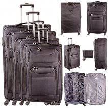 T-SL-01 BLACK SET OF 4 TRAVEL TROLLEY SUITCASES