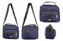 2434 NAVY POLYESTER MULTI ZIP X-BODY BAG WITH TOP HANDLE
