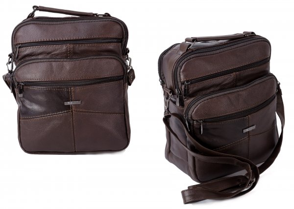 3726 DARK BROWN LARGE UNISEX/GENTS TRAVEL MULTI PKT BAG