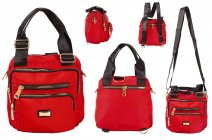 2435 RED POLYESTER MULTI ZIP MULTI-PURPOSE BAG AND BACKPACK