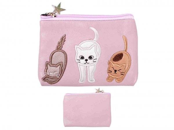 CP04 PINK CAT APPLIQUE MINI PURSE