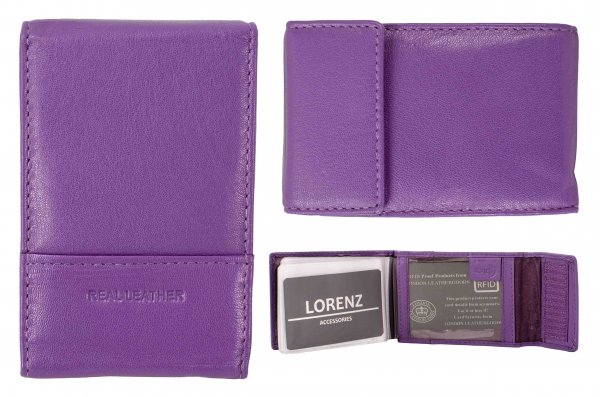 0426 PURPLE RFID PROOF LEATHER CARD HOLDER