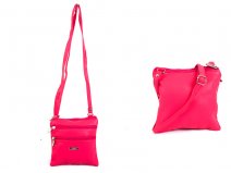 5860 CERISE SMALL TWIN SECTION PU BAG WTH 4 ZIPS