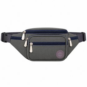 2522 Grey Crinckled Nylon Bumbag W/6 Pockets (New)