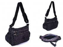 2502 BLK FLECKS PATT'NT CRINKLED NYLON TOP ZIP X-BDY BG'3