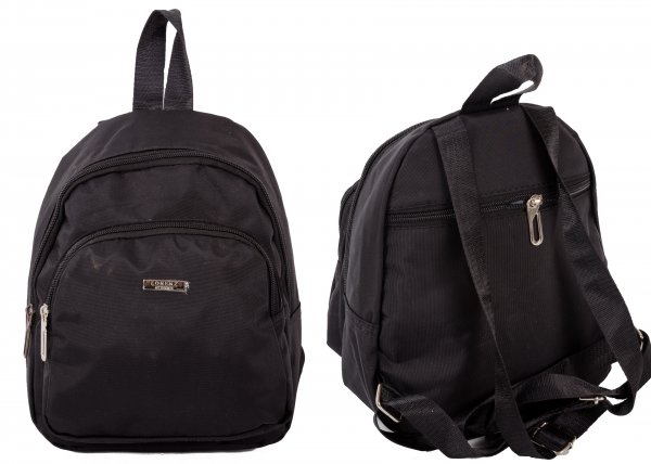 2456 BLACK COMPACK BCKPACK W/ TOP ZIP, FRNT ZPPD CO