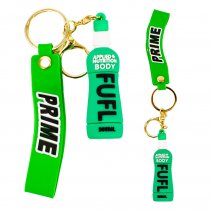 PRIME DRINK GREEN FUL BOTTLE STYLE FASHION METAL/RUBBER KEYCHAIN