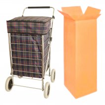 ST-FOUR-01 NAVY CHECKERED ASSORTED 4 WHEEL TROLLEY BOX OF 4