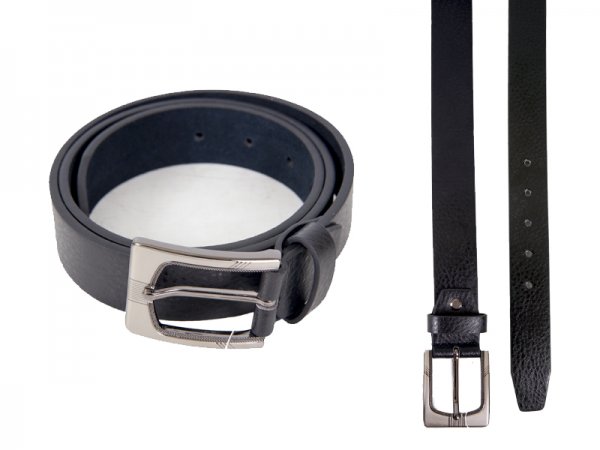 2736BLACK 1.25” Lthr Grn Belt w Brshed gun Metal Bckl L