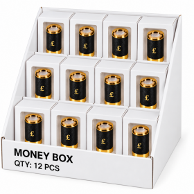 8605 Black-Gold Â£1 Coin Holder With Leather Box Of 12