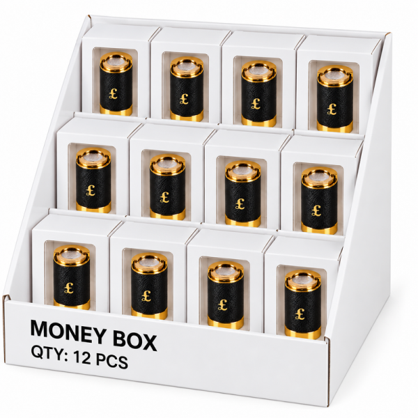 8605 Black-Gold Â£1 Coin Holder With Leather Box Of 12
