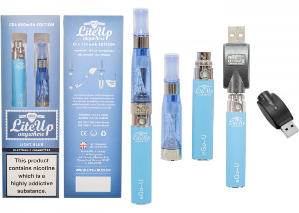 LITE UP CE4 EDITION 650MAH LIGHT BLUE eGo-U ECIG KIT