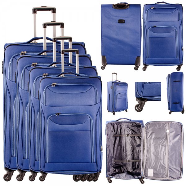 T-SL-01 BLUE SET OF 4 TRAVEL TROLLEY SUITCASES