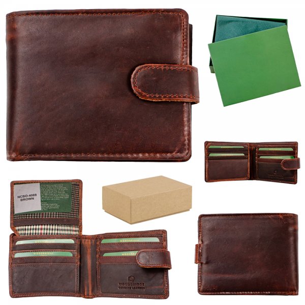 NCBO-4088 BROWN BOX OF 12 RFID LTHR WALLET W/NOTE & C.CARD SEC