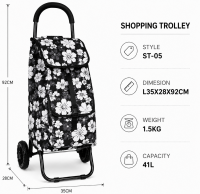 6966 Black Floral 2 Wheeler Trolley Bag 6966 Black Floral 2 Wheeler Trolley Bag