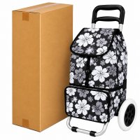 ST-02 Box Of 10 Black White Flower 2 Wheeler Trolley (New) ST-02 Box Of 10 Black White Flower 2 Wheeler Trolley (New)
