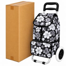 ST-02 Box Of 10 Black White Flower 2 Wheeler Trolley (New)