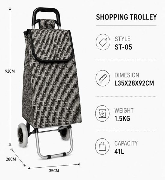 LL-ST05 SILVER G 2 WHEEL SHOPPING TROLLEY