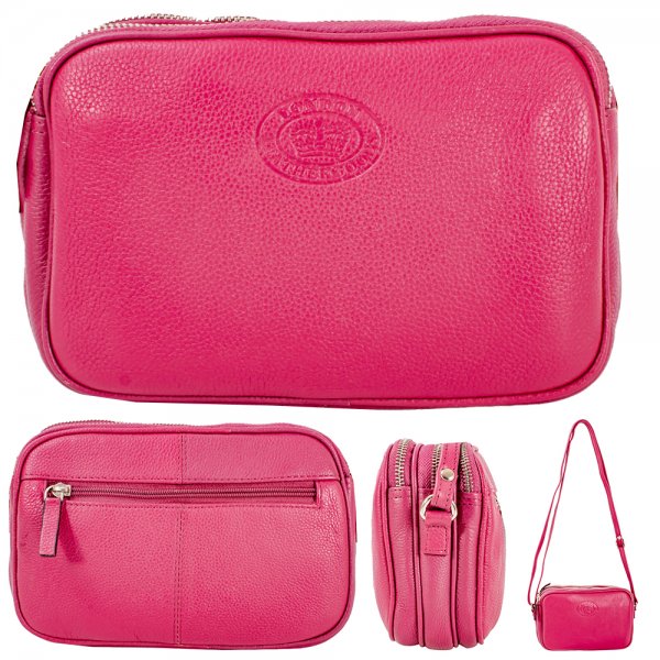 0595 DAHLIA PEBBLE LEATHER TRIPPLE TOP ZIP RFID X-BODY BAG