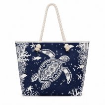 3406/Navy Turtle Top Zip Tote/Beach