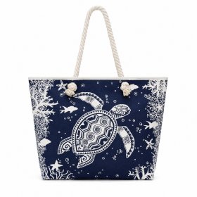 3406/Navy Turtle Top Zip Tote/Beach